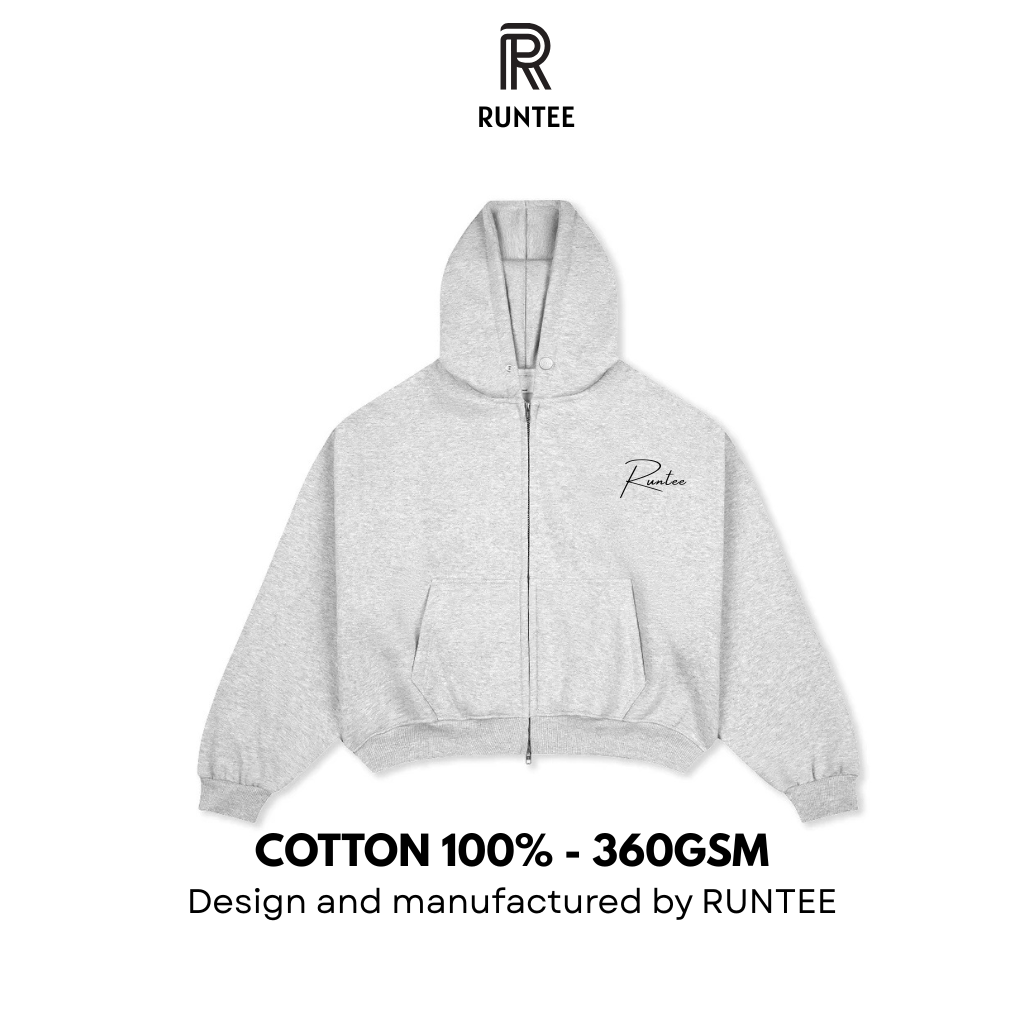 27RUNTEE Classic Zip Hoodie – Grey Edition RUNTEE Classic Zip Hoodie – Grey Edition
