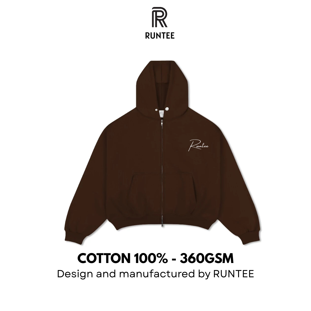 29RUNTEE Classic Zip Hoodie – Brown Edition RUNTEE Classic Zip Hoodie – Brown Edition
