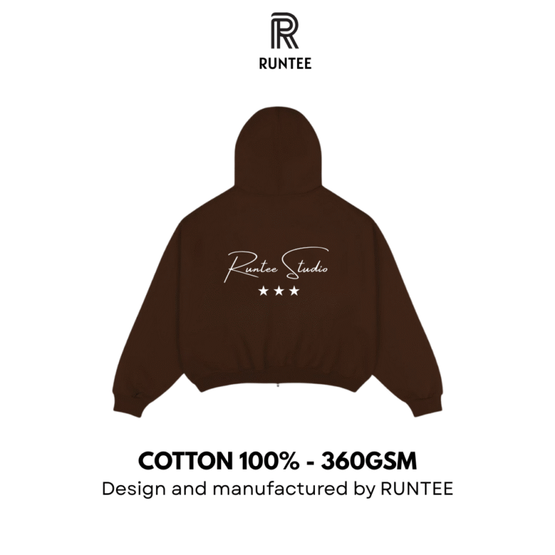 RUNTEE Classic Zip Hoodie – Brown Edition