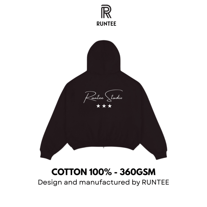 RUNTEE Classic Zip Hoodie – Black Edition