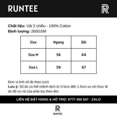 CHẤT LIỆU: 100% COTTON 260GSM FORM: BOXY FIT.